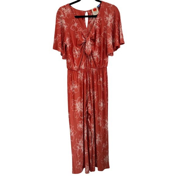 Farm Rio for Anthropologie Jacobella Red Floral Wide Leg Jumpsuit Small Petite - Picture 2 of 13